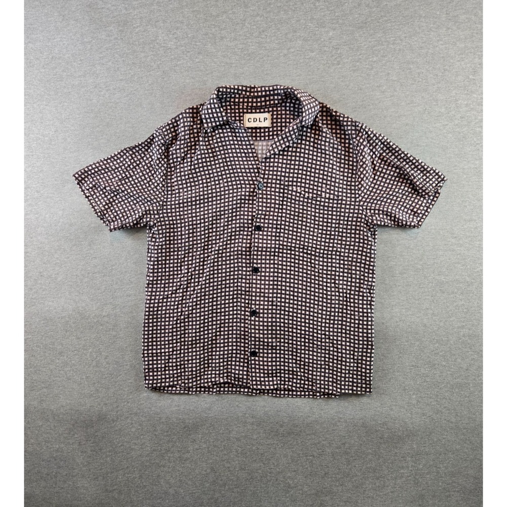 CDLP Pool Shirt‎ Mens 48 Large Burgundy Check Short Sleeve Made In Portugal